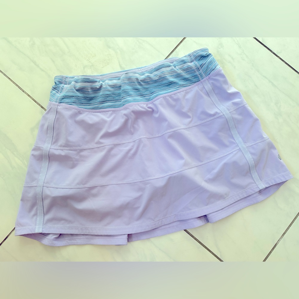 Lululemon pace rival skirt.  Size 8.  Lavender with multi blue waist band *long